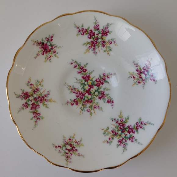 Hammersley & Co Heather Sprayed Pedestal Teacup Saucer Set - Picture 6 of 8